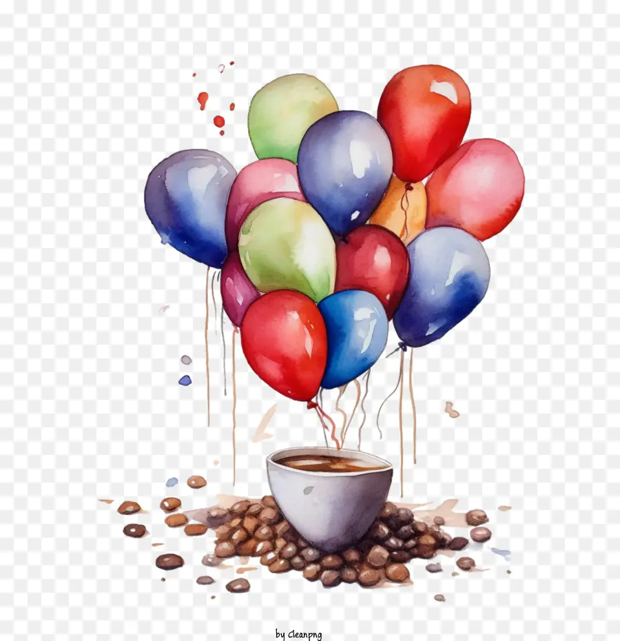 воздушные шары，кофе PNG