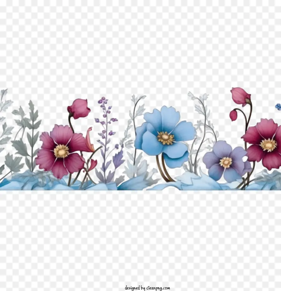 Зимняя граница，цветок границы PNG