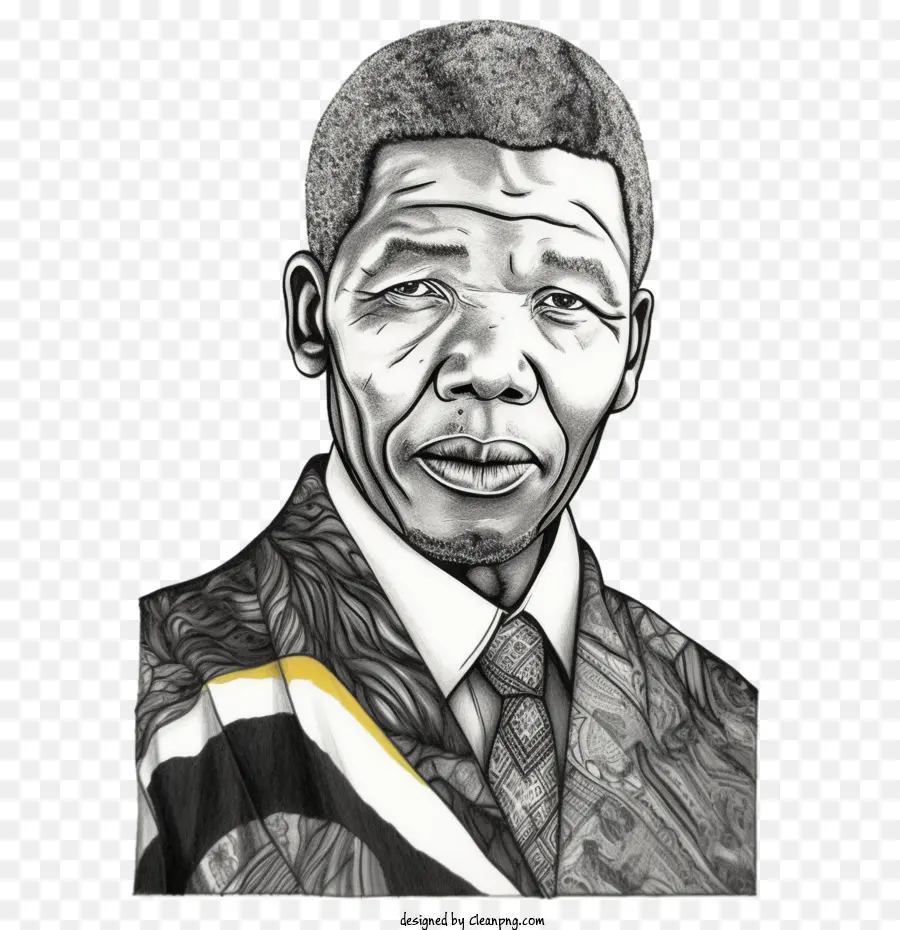 Нельсон Мандела，черный и белый PNG