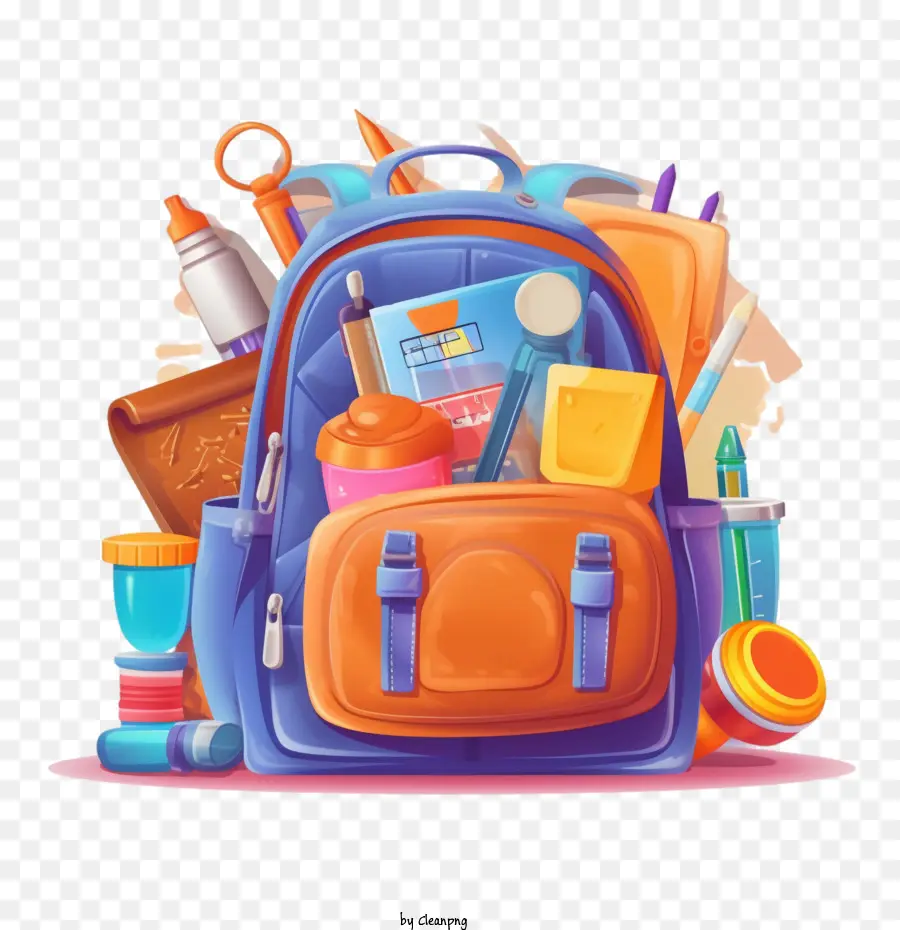 Школьная сумка，Школьные принадлежности PNG