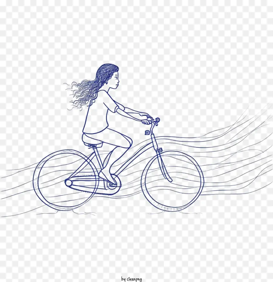 Девушка ездит на велосипеде，Велосипед PNG
