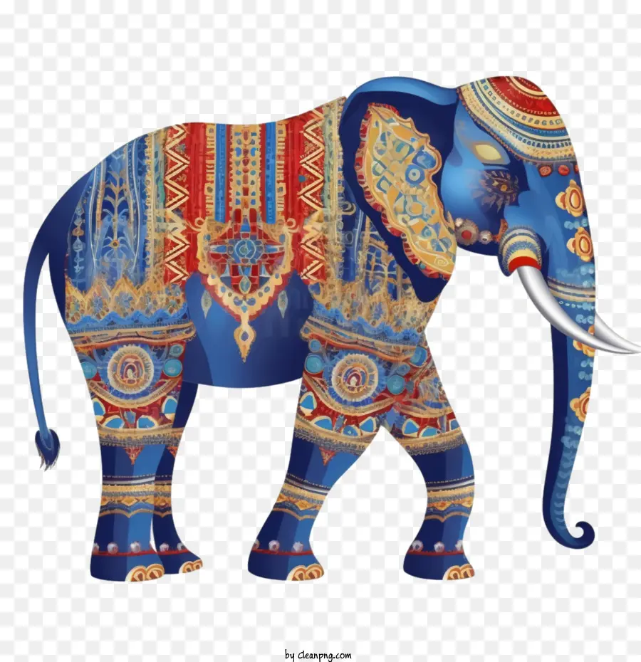 Слон，синий PNG