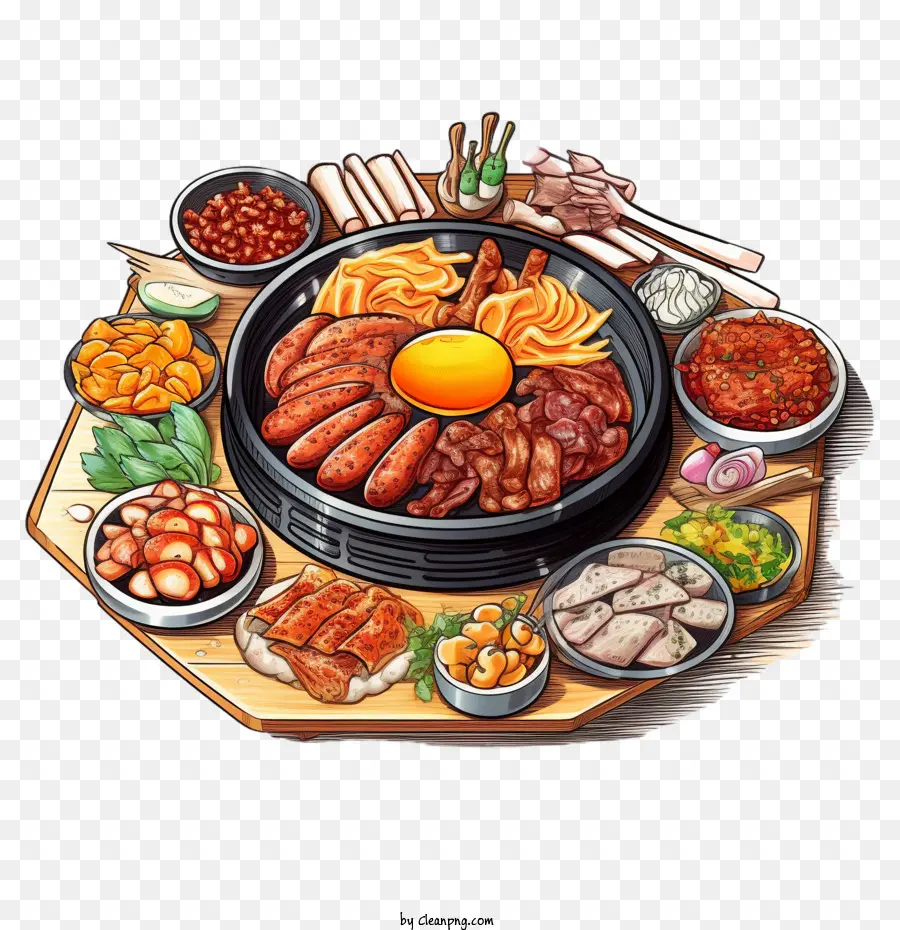 корейская еда，корейское барбекю PNG