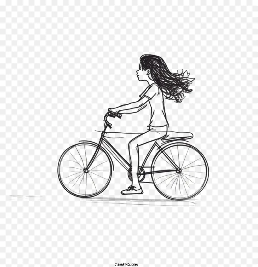 Девушка ездит на велосипеде，лошадь PNG