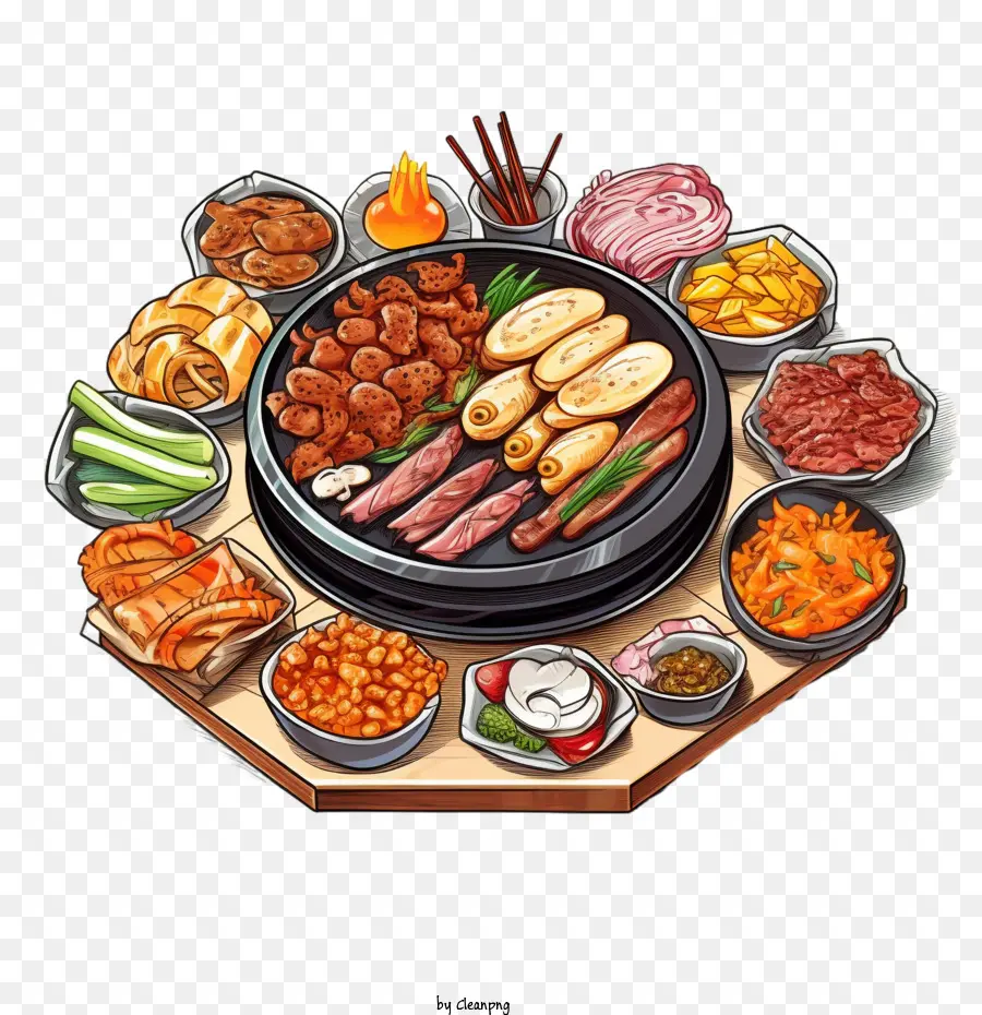 корейская еда，Мясо PNG