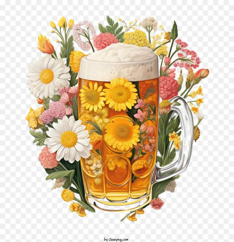 Пиво，цветок PNG