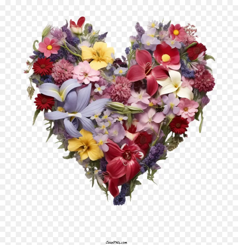 цветочное сердце，цветочная композиция PNG