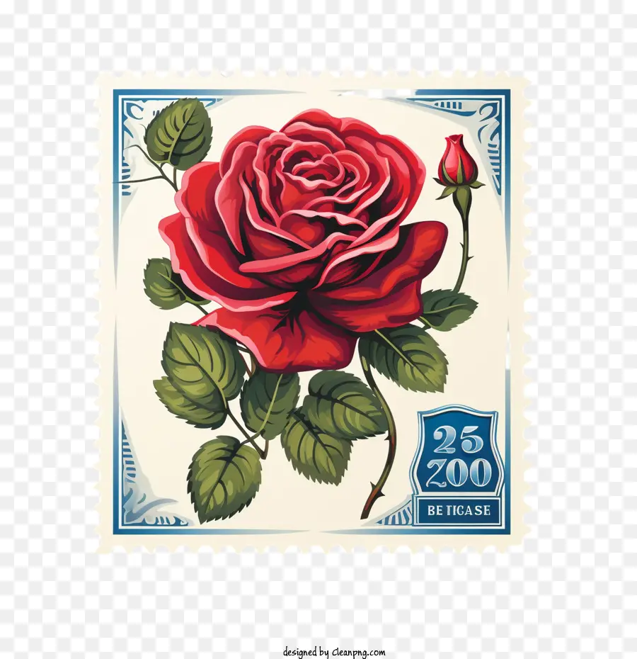 День почтовой марки，красная роза PNG
