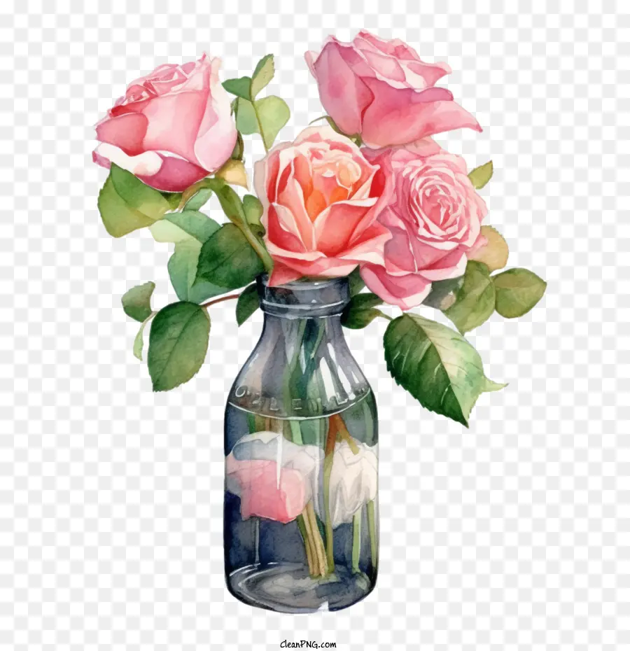 Пинг роз，стеклянная бутылка PNG