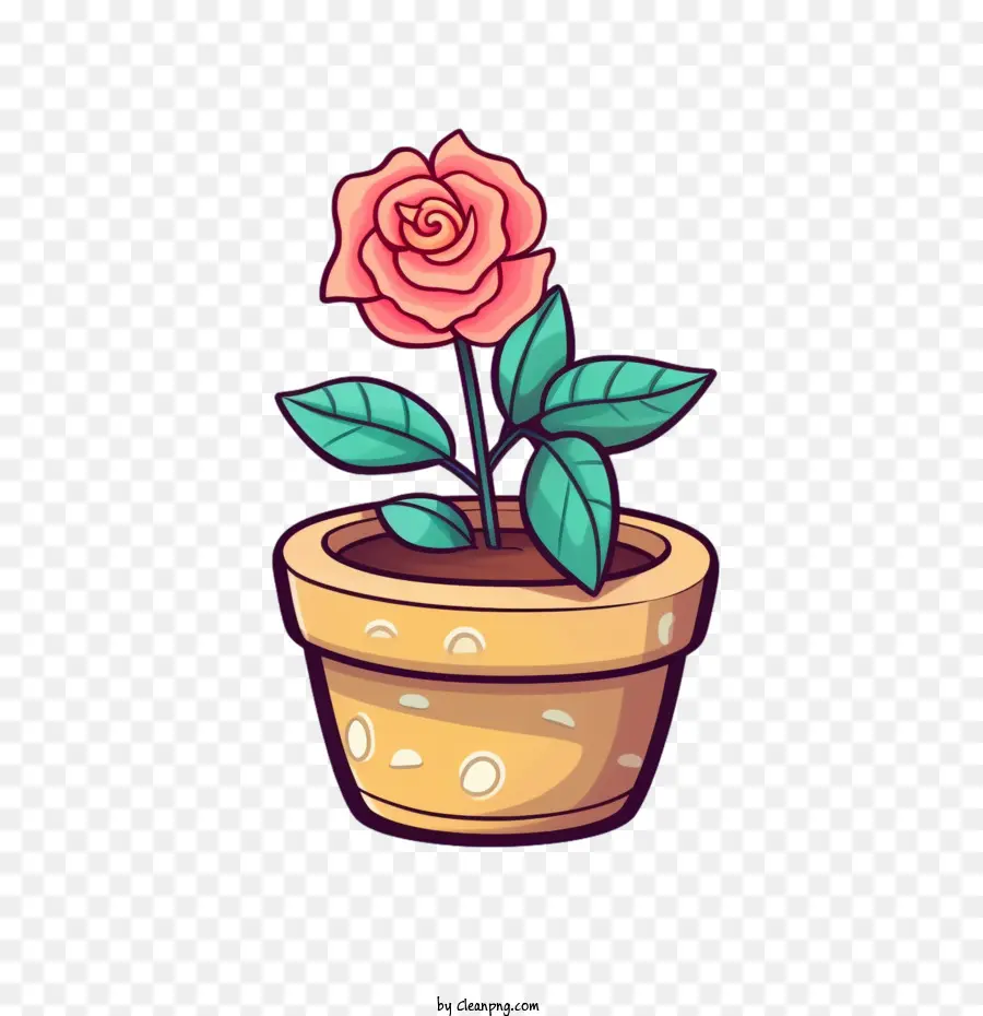 Роза，цветочный горшок PNG