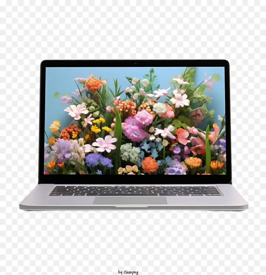 Laptop，цветочная композиция PNG