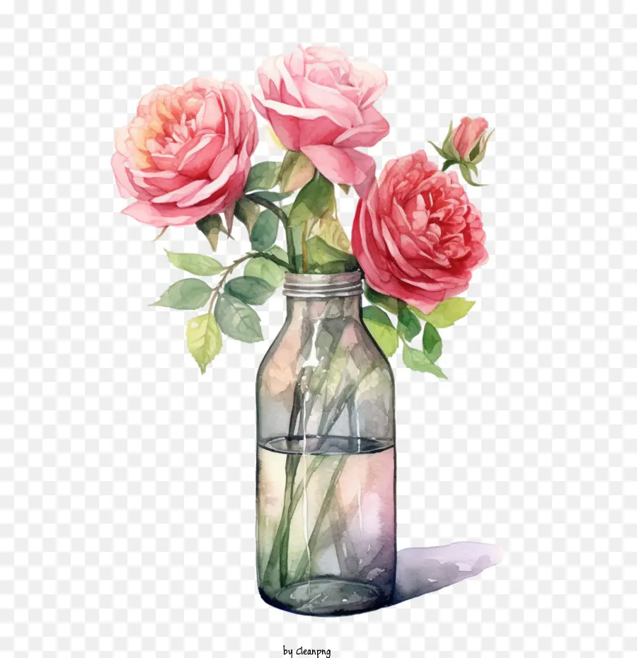Pink Rose，стеклянная бутылка PNG