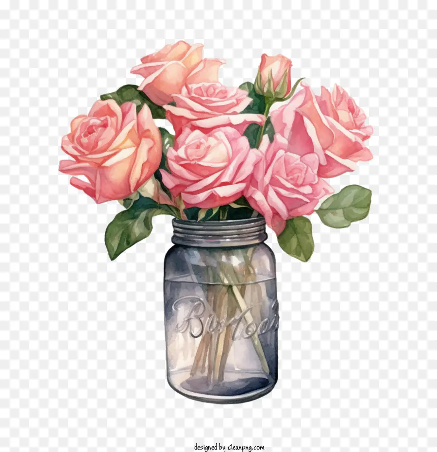 Pink Rose，стеклянная бутылка PNG