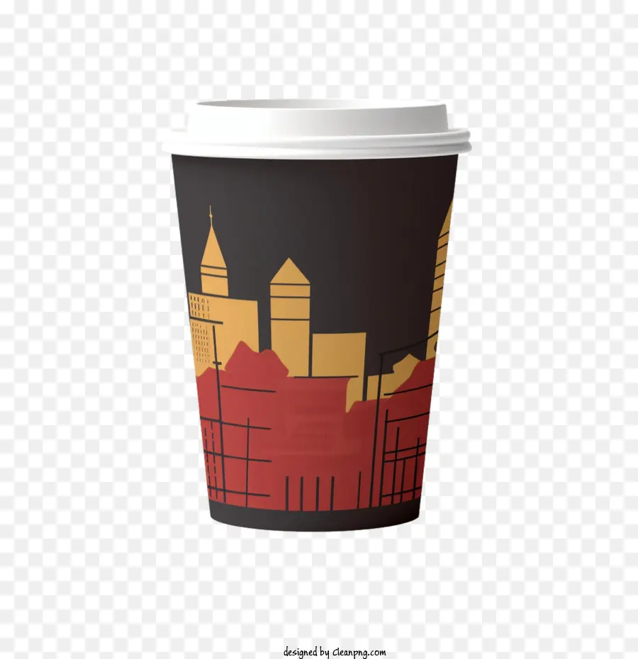 бумажная кофейная чашка，город PNG