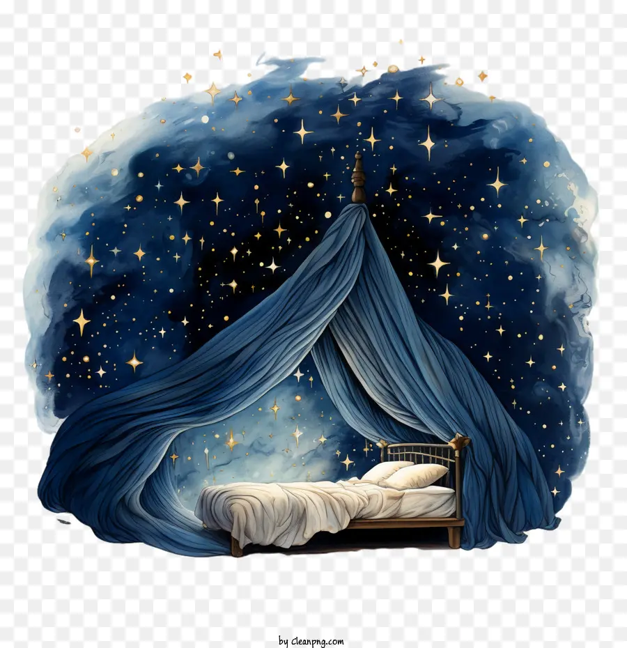 Глобальный сон под звездами ночь，Кровать PNG