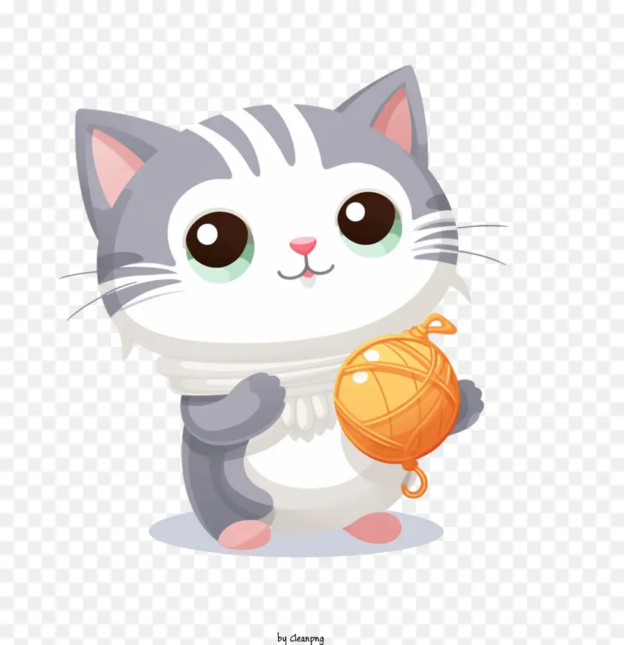 Кошка играет в пряжу мяч，милые PNG