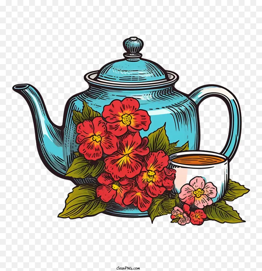 Чайничек，Винтажный чайный чайник PNG