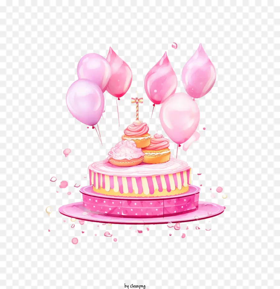 День рождения Торт，Розовый торт ко дню рождения PNG