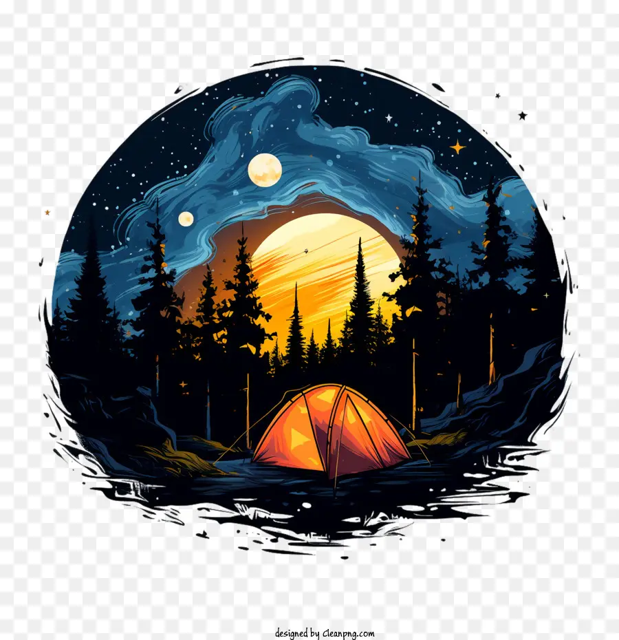 Глобальный сон под звездами ночь，Camping PNG