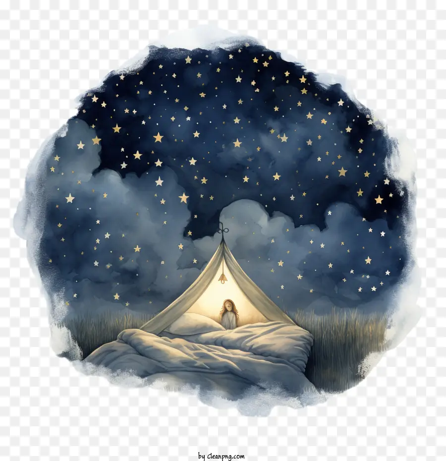 Глобальный сон под звездами ночь，палатка PNG