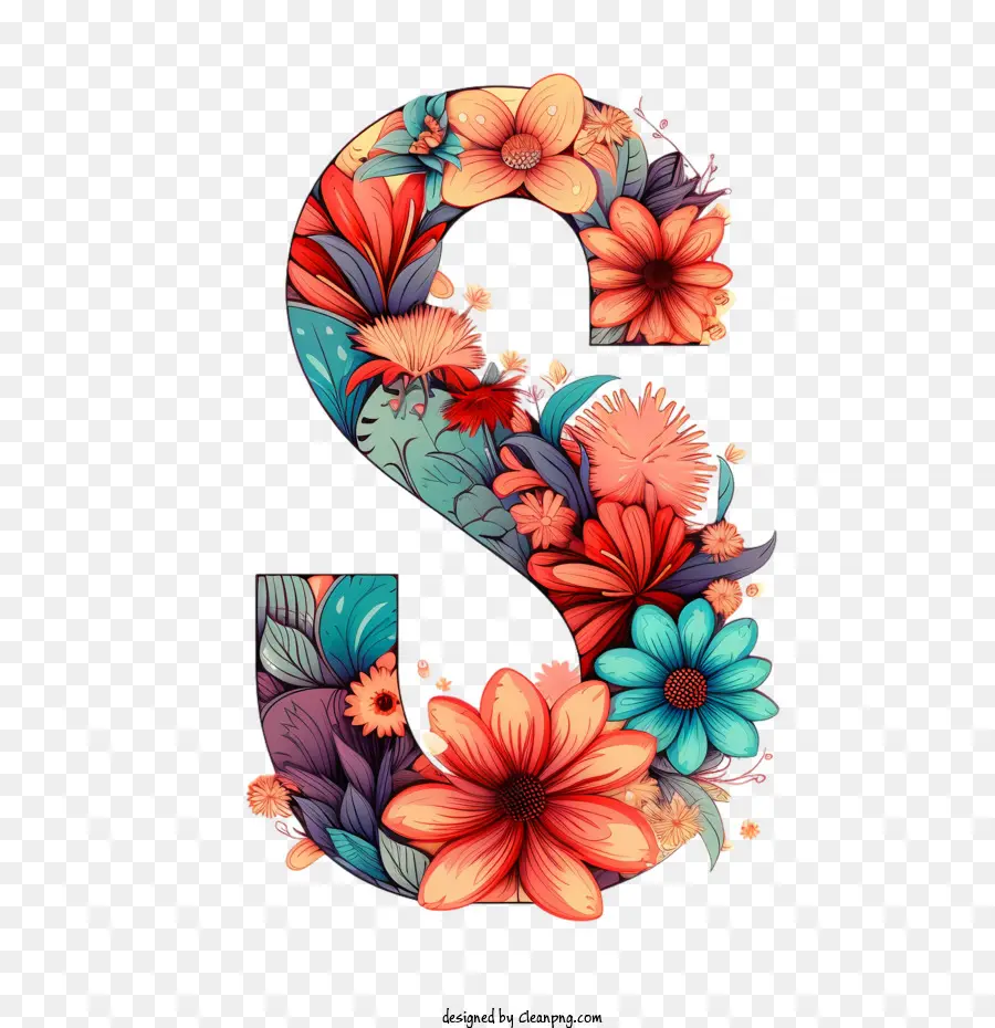 Letter S，цветочная композиция PNG