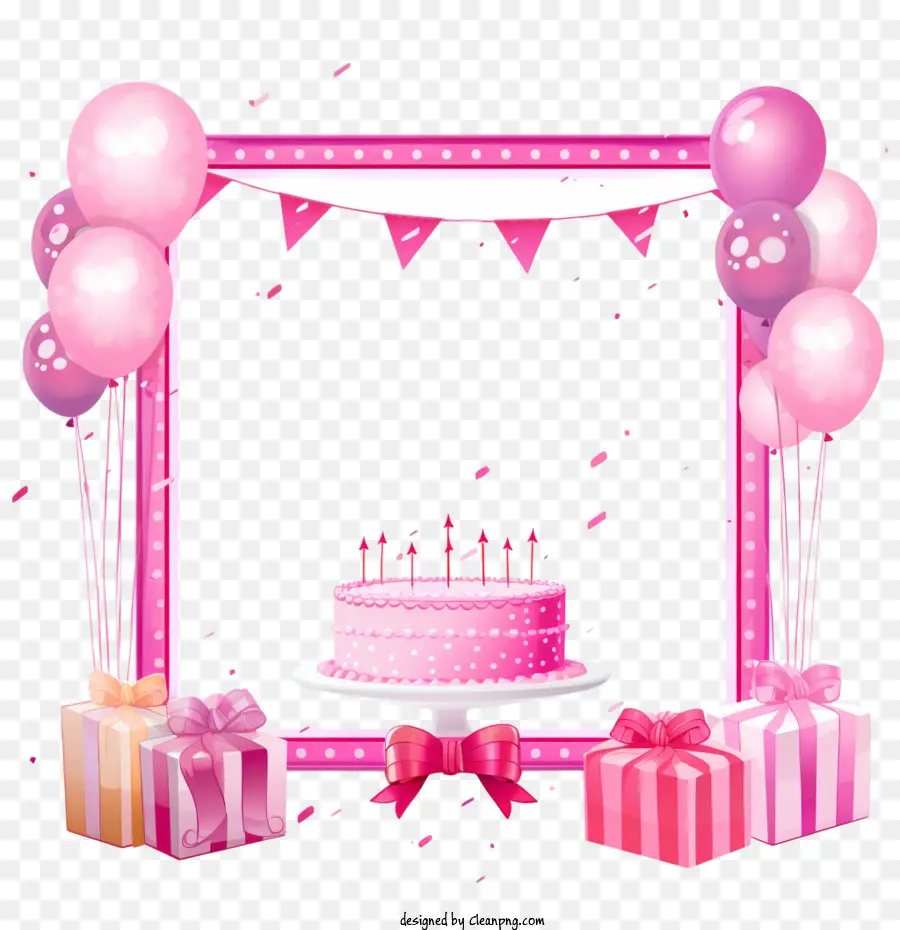 кадр на день рождения，Розовый день рождения PNG