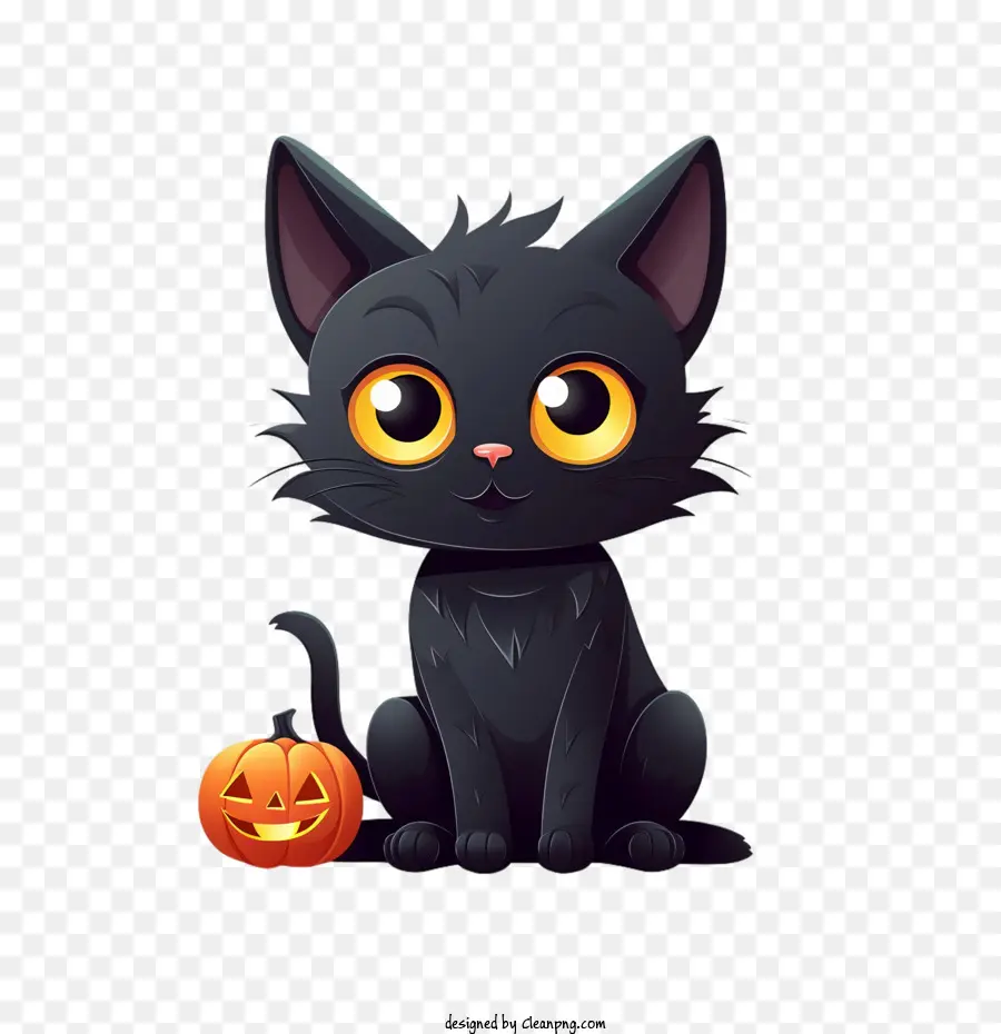 Черный кот，милые PNG