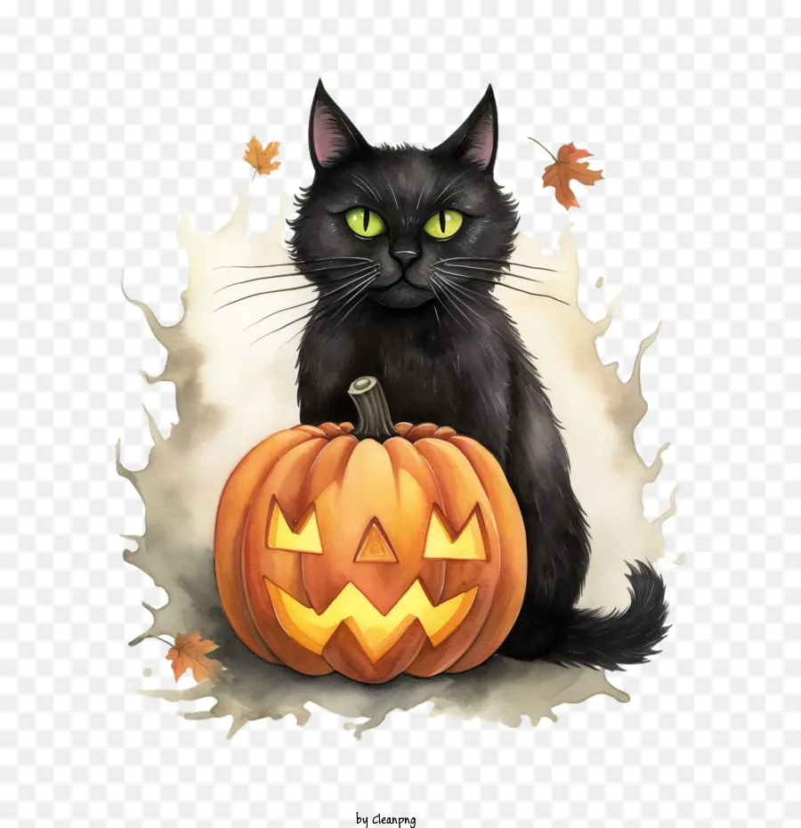 Хэллоуин，черная кошка PNG