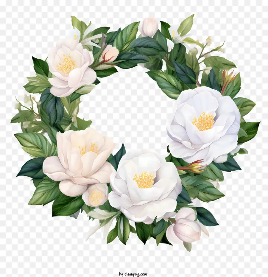 Гардендия венок，белые цветы PNG