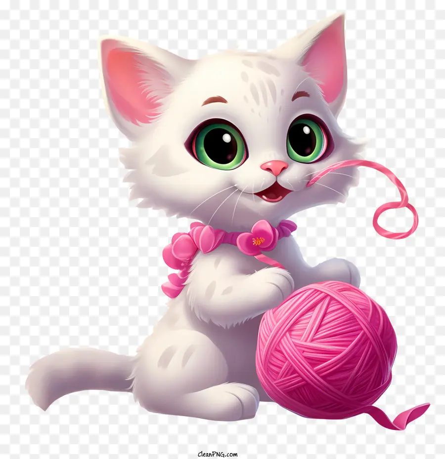 Кошка играет в пряжу мяч，кошка PNG