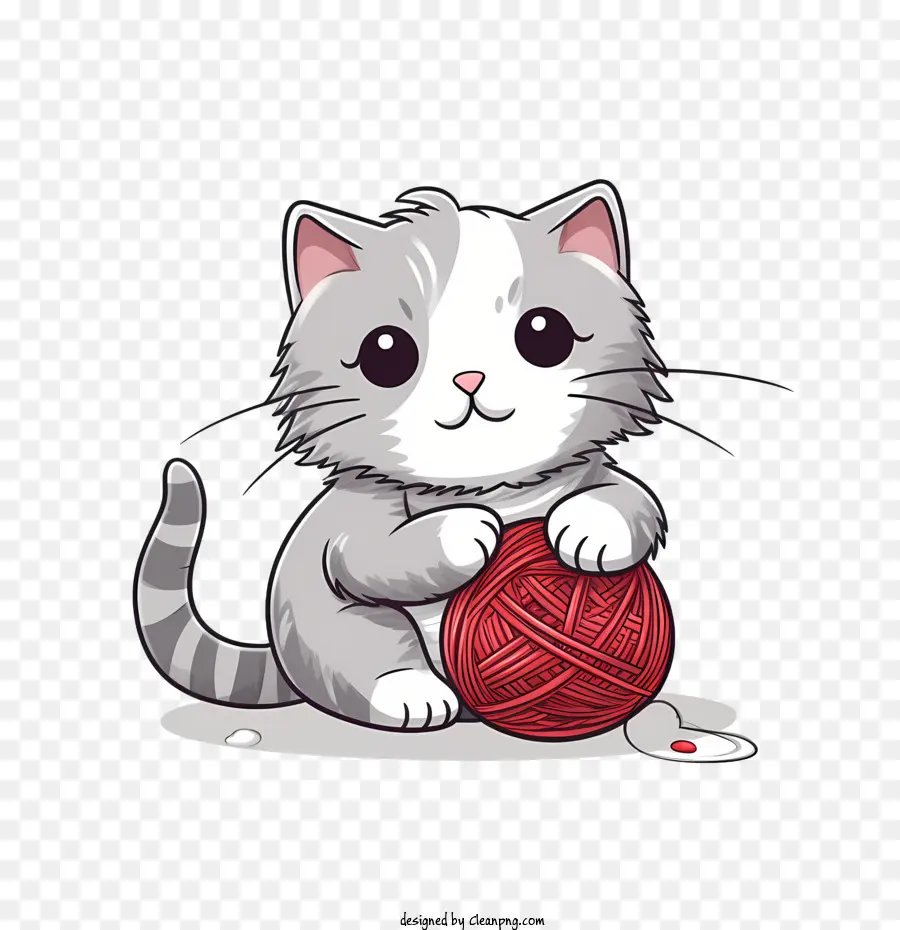 Кошка играет в пряжу мяч，Котенок PNG