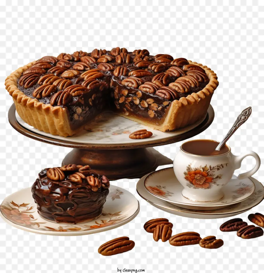 Национальный шоколадный день пирога с орехом пекан，шоколадный пекановый пирог PNG