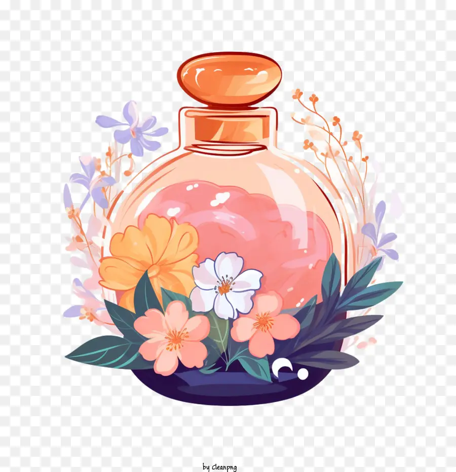 Perfume Bottle，цветочная композиция PNG
