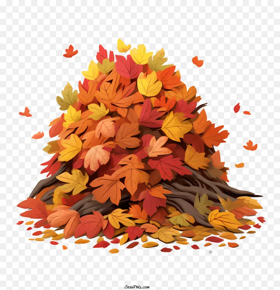 в куче листьев，Осенние Листья PNG