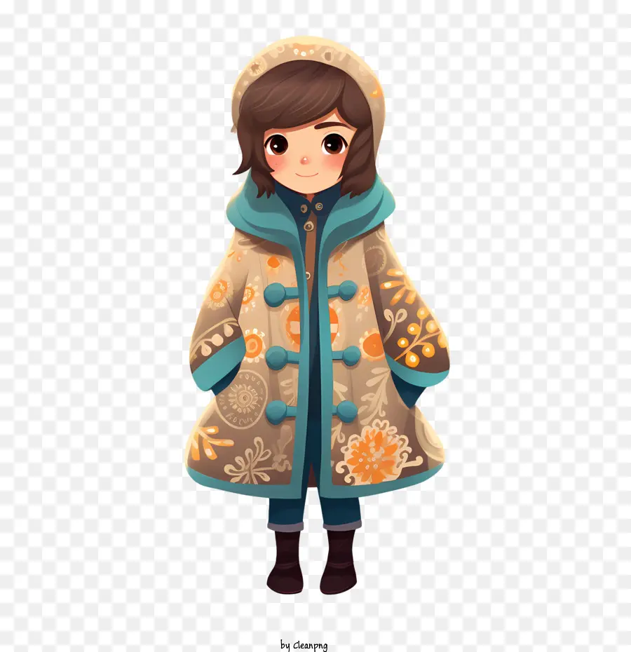 Зимняя девочка，пальто PNG
