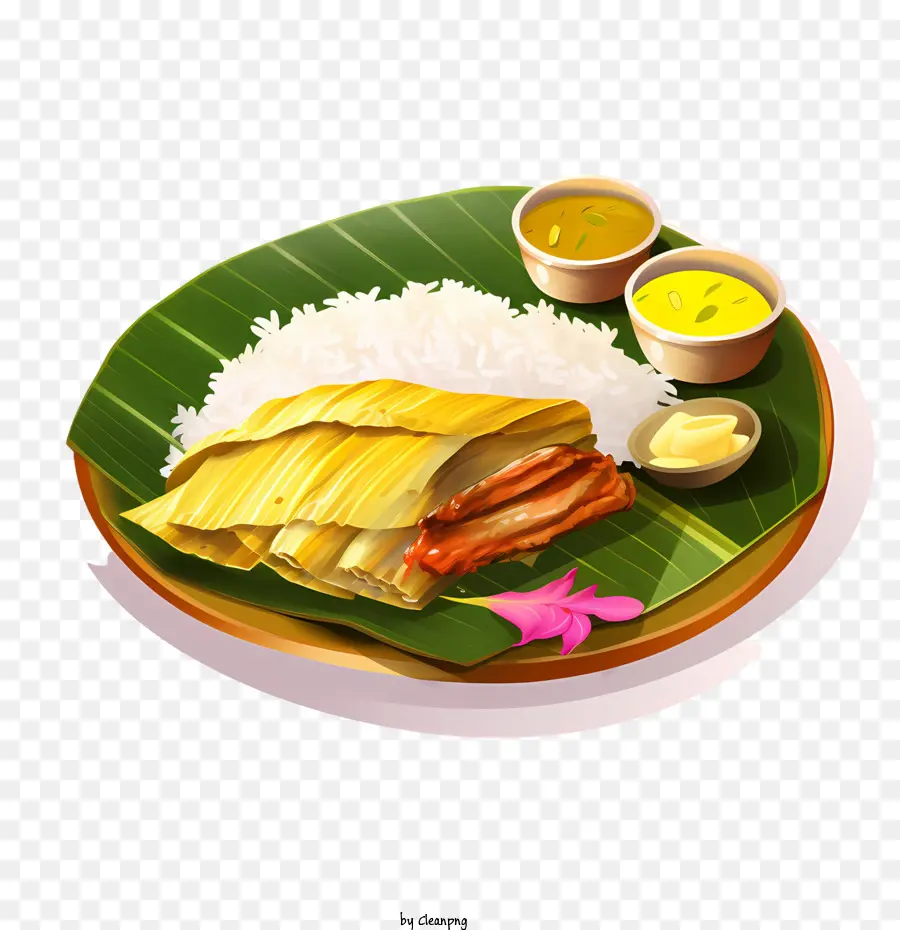 Onam Alakan еда，Banana Leaf PNG