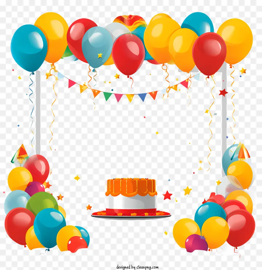 Рамка дня рождения，воздушные шары PNG
