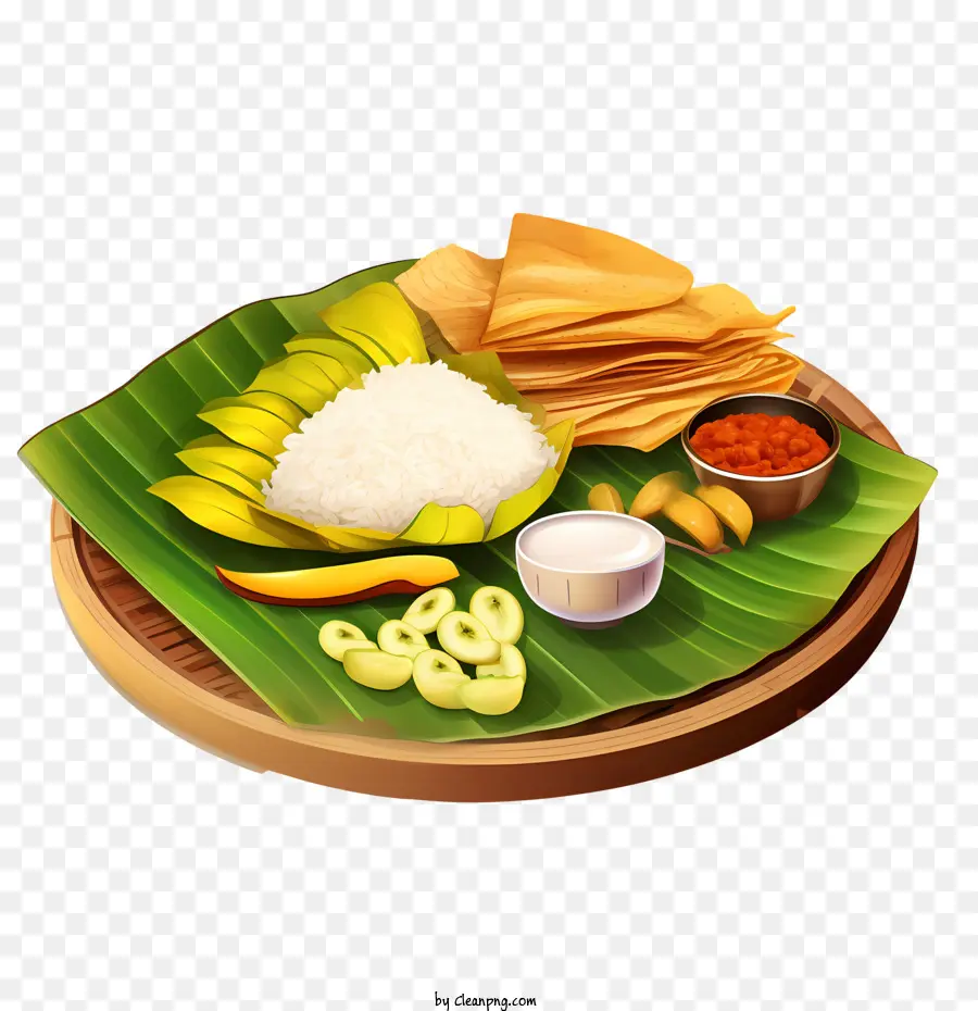Onam Alakan еда，Banana Leaf PNG