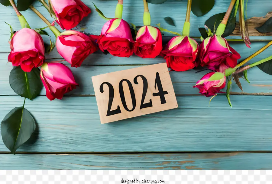 2024 Новый год，Роза PNG