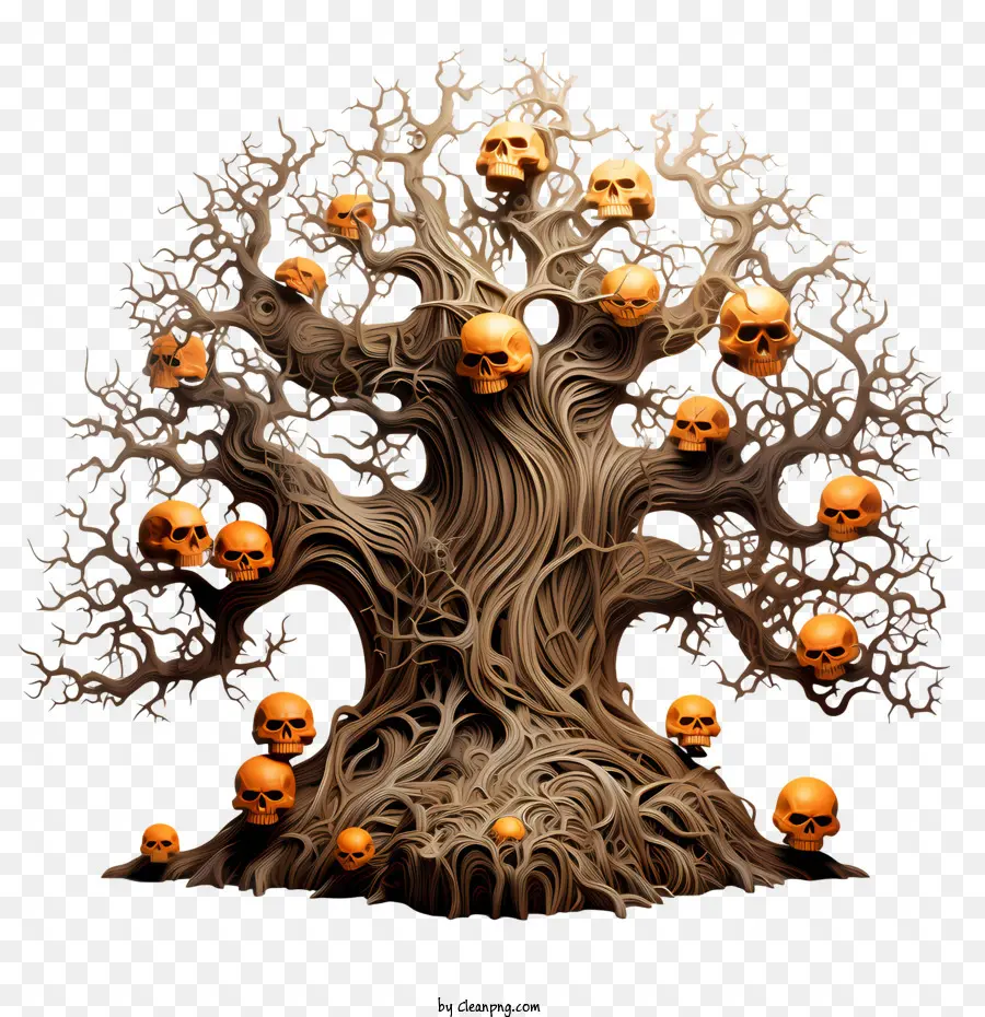 дерево Хэллоуина，черепа PNG