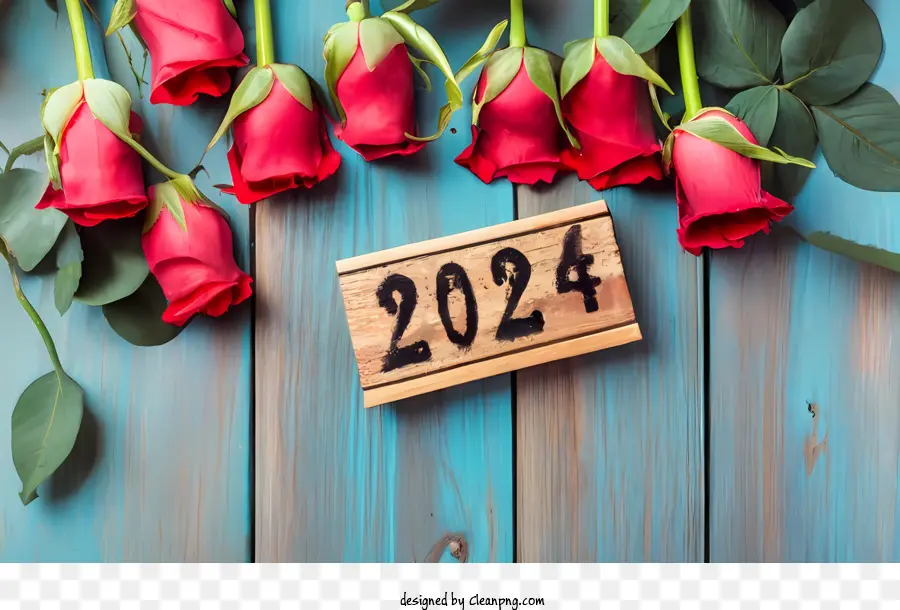 2024 Новый год，Розы PNG