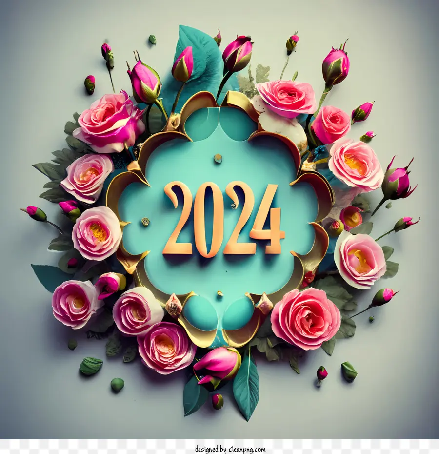 2024 С Новым годом，цветы PNG