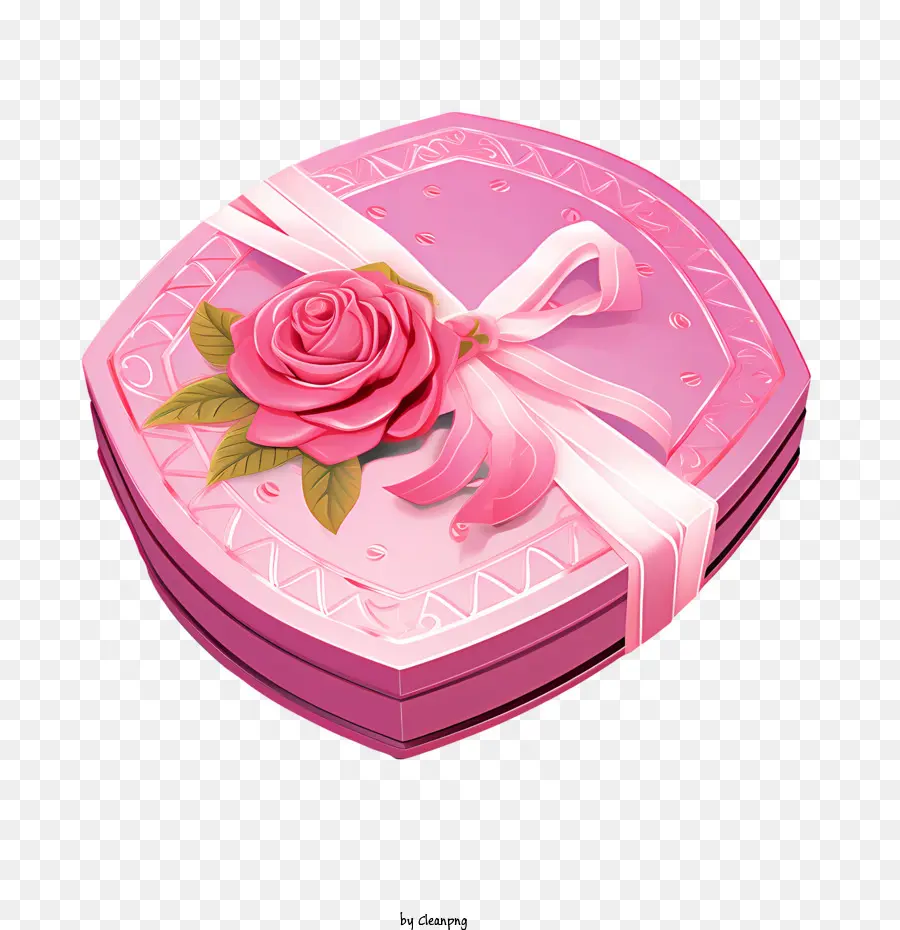 Розовая подарочная коробка，Роза PNG