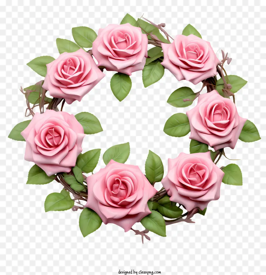 розовый венок，Розы PNG