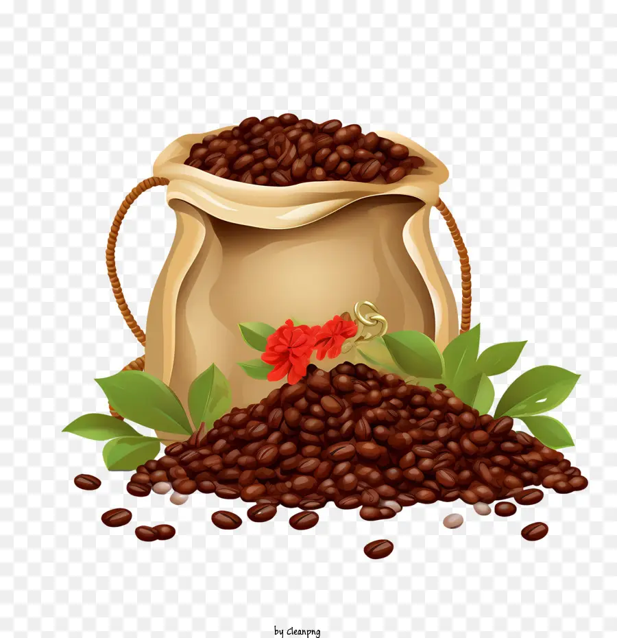 Кофейные зерна сумка，кофе в зернах PNG