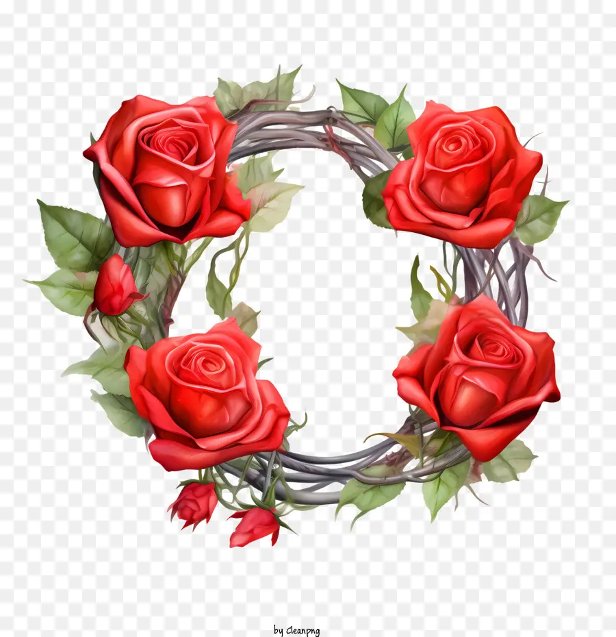 розовый венок，Красные Розы PNG