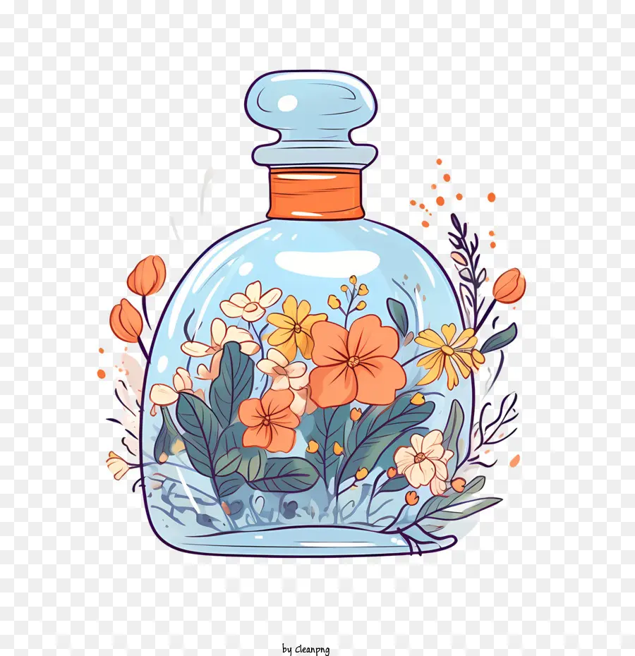 Perfume Bottle，цветочная композиция PNG