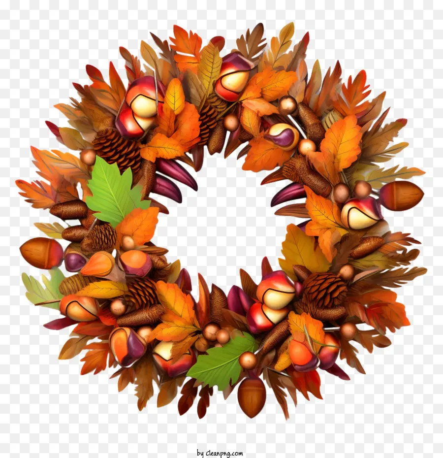 День благодарения венок，осенние листья PNG