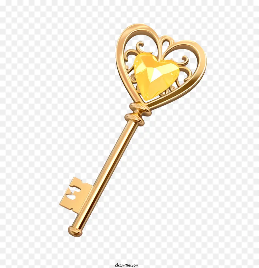Golden Key，сердце PNG