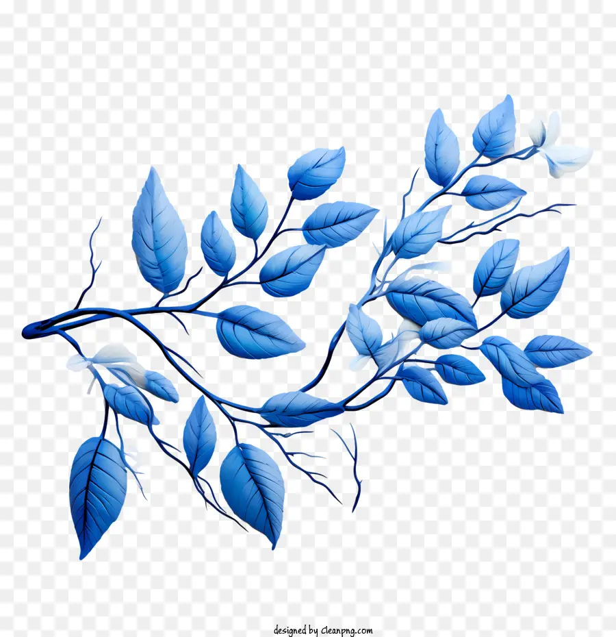 синие листья，синий PNG